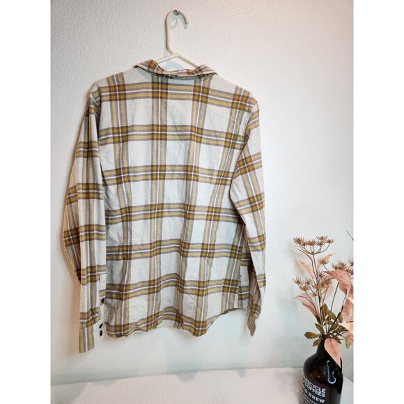 Patagonia Organic Cotton Flannel Shirt XL Plaid Button-Up Yellow Brown - Picture 2 of 6